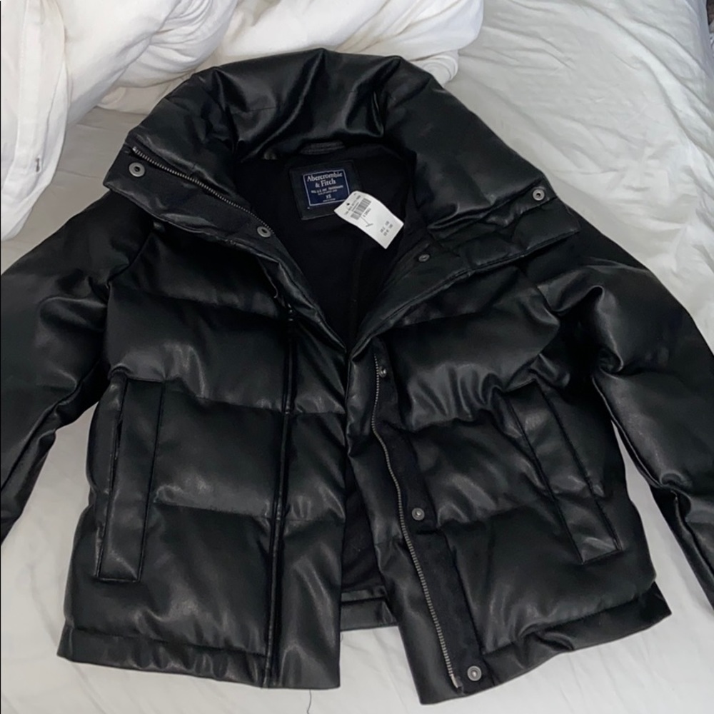 Abercrombie leather mini puffer NWT